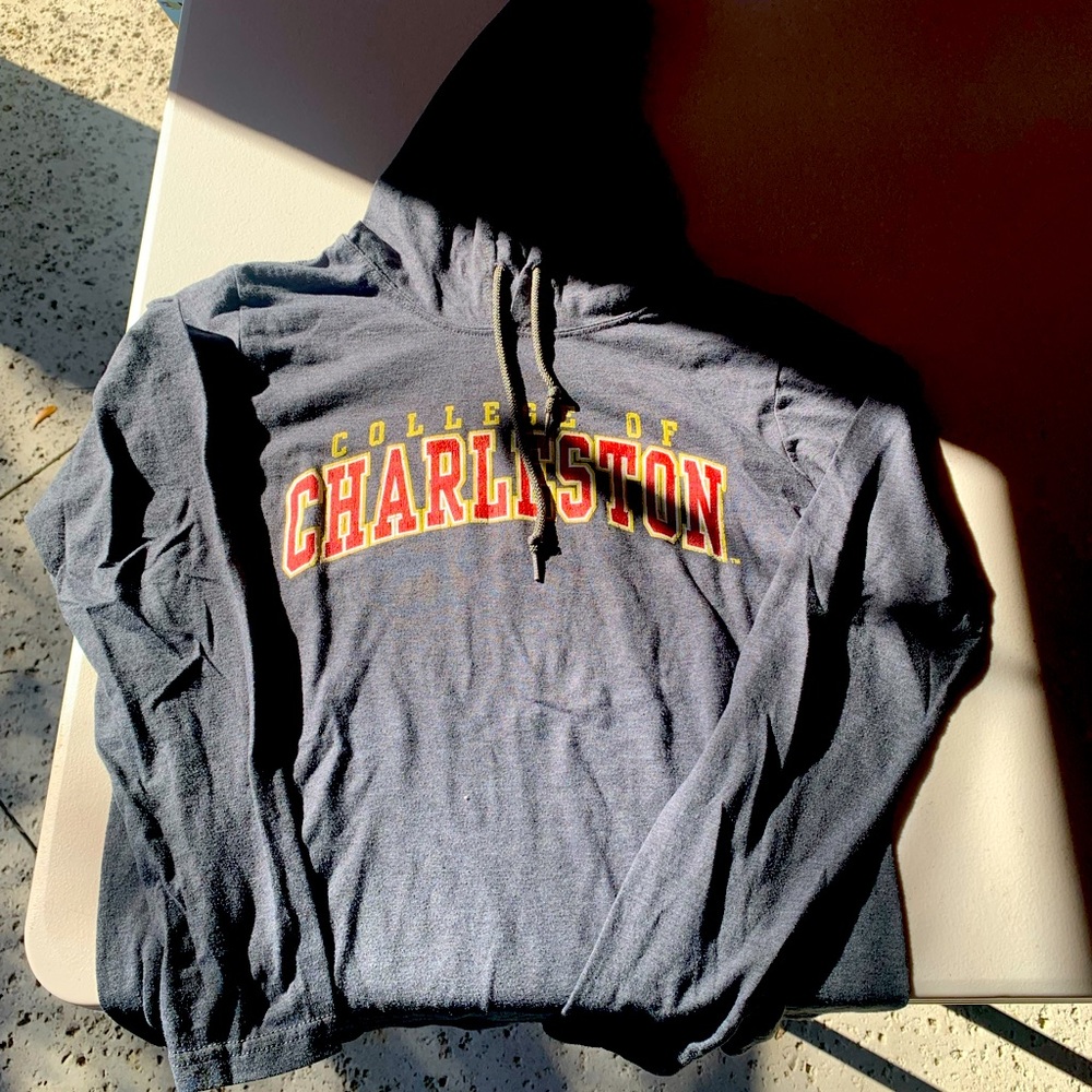 Gray light weight long sleeve drawstring hoodie